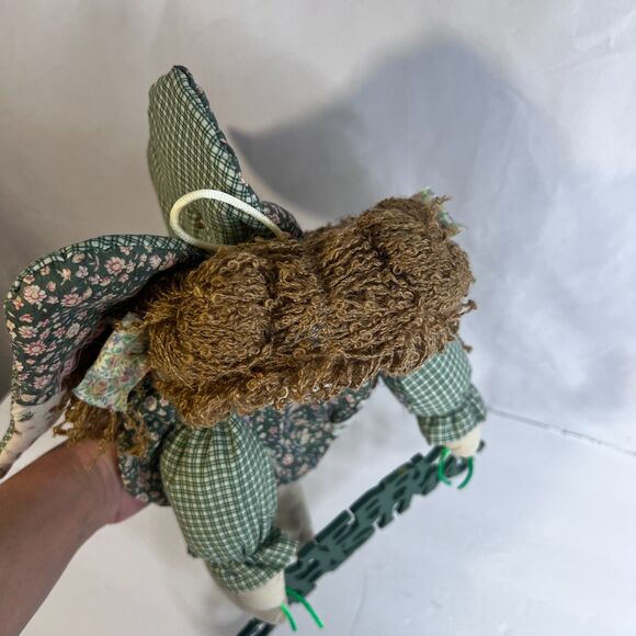 "Merry Christmas" VTG Granny Cottage Country Core Rag Doll Plaid Floral Holiday - Picture 8 of 11
